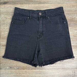 BDG High Rise Black Denim Cutoff Shorts Size 28 Frayed Hem